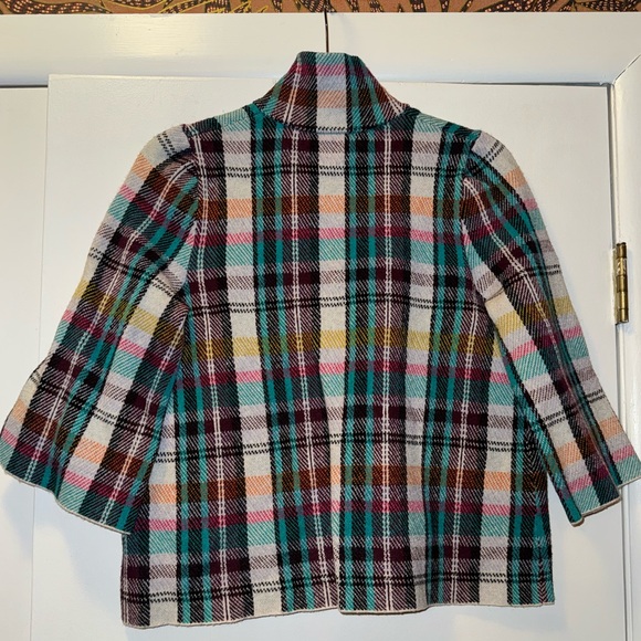 ANTHROPOLOGIE Rosetta Cropped Plaid Knit Jacket Women’s Size XS - Picture 4 of 8
